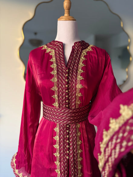 Takchita Organza Goldy - Cerise