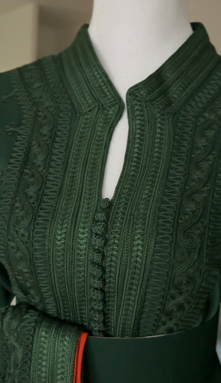 Caftan traditionnel Huda - Vert Royal